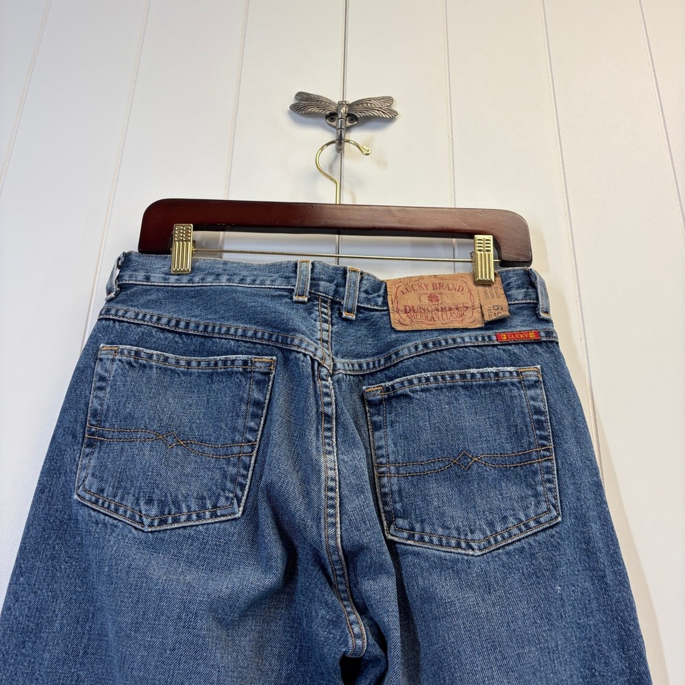 Vintage Lucky Brand Dungarees Y2K Western Low Rise Bootleg Jeans Women Size 10 - Picture 11 of 14
